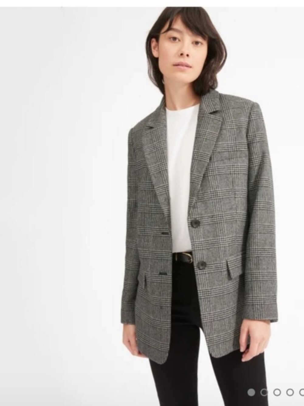 Everlane The Oversized Wool Blazer in Glen Plaid - Size 2